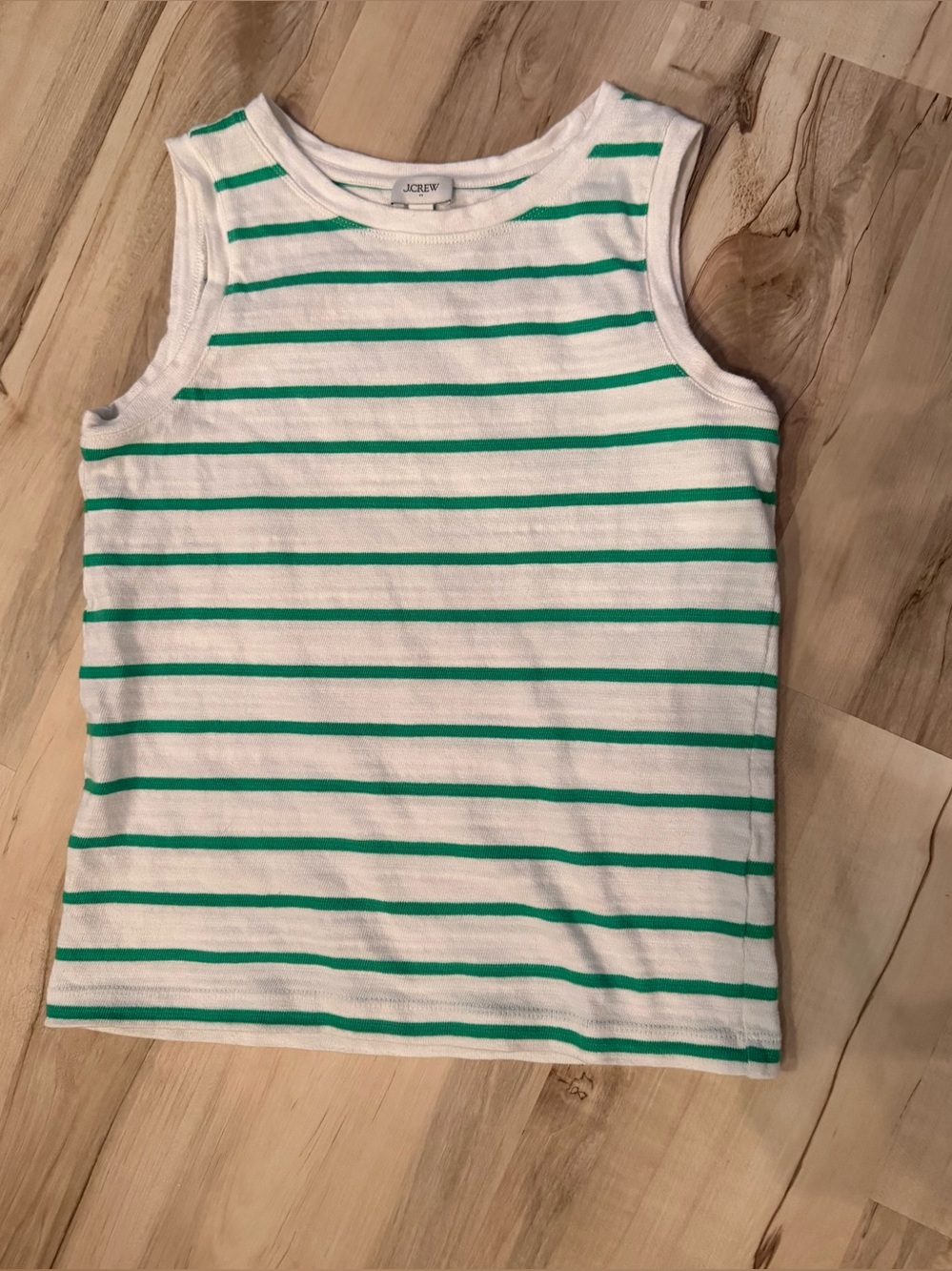 J. Crew White Tank Top with Green Stripes size xs